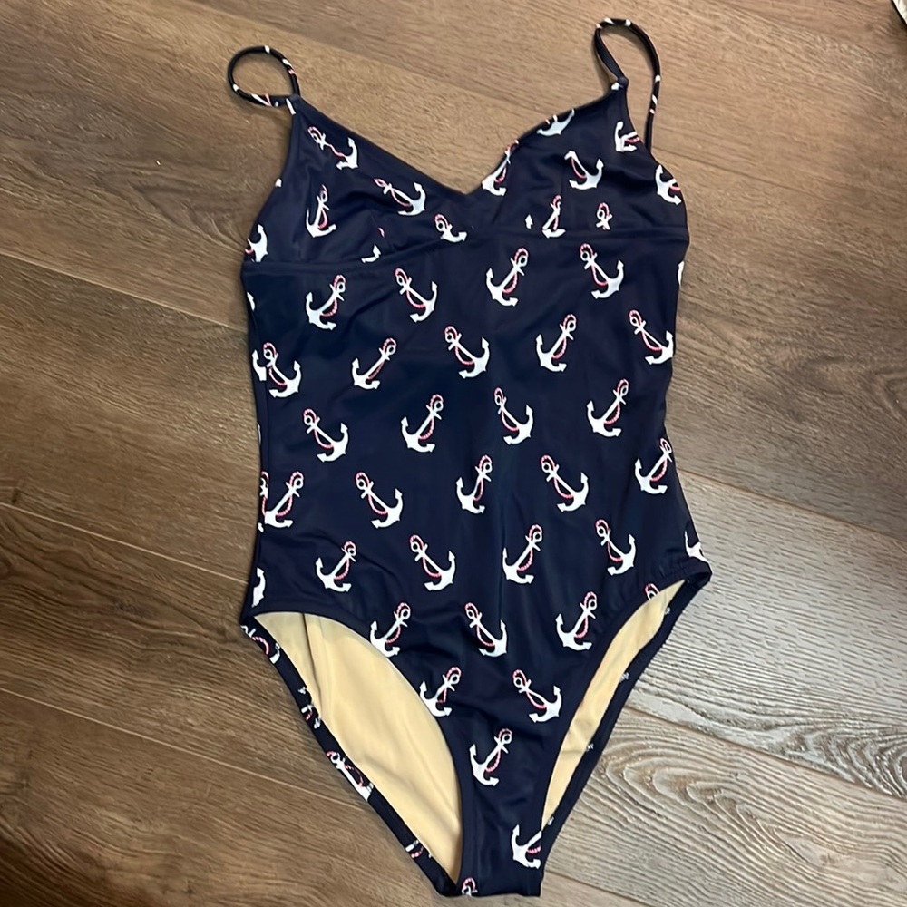 J. Crew size S navy anchor one piece swimsuit new with tag